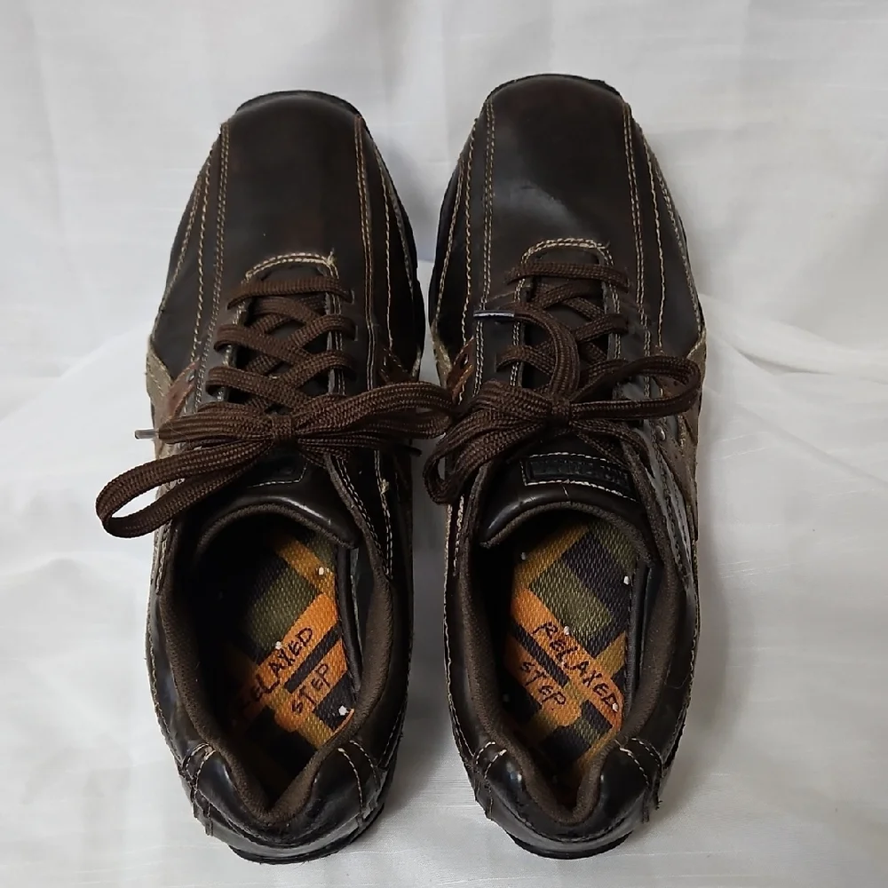 Skechers Men's Size 12 Blake Relaxed Step Brown Leather Casual Work Shoes 63385 - Picture 3 of 16